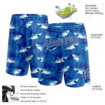 Custom Name Number Authentic Basketball Shorts with 3D Shark Pattern - Personalized Royal White Team Gear Personalized Royal