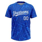 Custom Name and Number Unisex Softball Jersey, Personalized Royal White 3D Pattern, Two-Button Design Personalized Royal