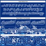 Custom Team Name and Number Basketball Shorts - Personalized Royal White 3D Pattern Waves Design Personalized Royal White