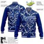 Custom Name and Number 3D Abstract White Tiger Varsity Bomber Jacket - Personalized Full-Snap Letterman Design Personalized
