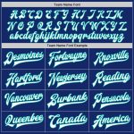 Custom Name Number Varsity Letterman Jacket - Personalized Royal White Aqua Bomber Full-Snap Жacket Personalized Royal White-Aqua
