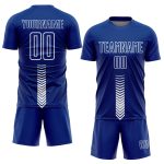 Custom Name Number Sublimation Soccer Jersey Personalized Royal White Arrow Shapes Team Uniform Personalized Royal White
