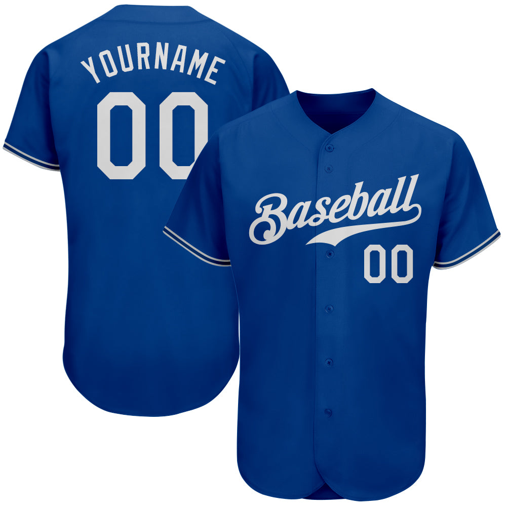 Custom Name and Number Baseball Jersey - Personalized Royal White Authentic Team Jersey Personalized Royal White Authentic