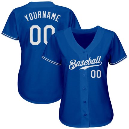 Custom Name and Number Baseball Jersey - Personalized Royal White Authentic Team Jersey Personalized Royal White Authentic