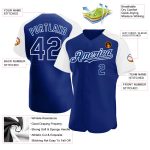 Custom Name and Number Baseball Jersey for Team - Personalized Royal White Authentic Raglan Sleeves Personalized Royal White