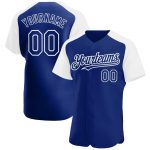 Custom Name and Number Baseball Jersey for Team - Personalized Royal White Authentic Raglan Sleeves Personalized Royal White