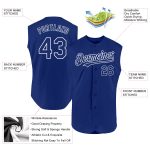 Personalized Authentic Sleeveless Baseball Jersey - Royal White Color Personalized Royal White Authentic Sleeveless Baseball