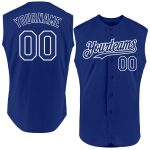 Personalized Authentic Sleeveless Baseball Jersey - Royal White Color Personalized Royal White Authentic Sleeveless Baseball