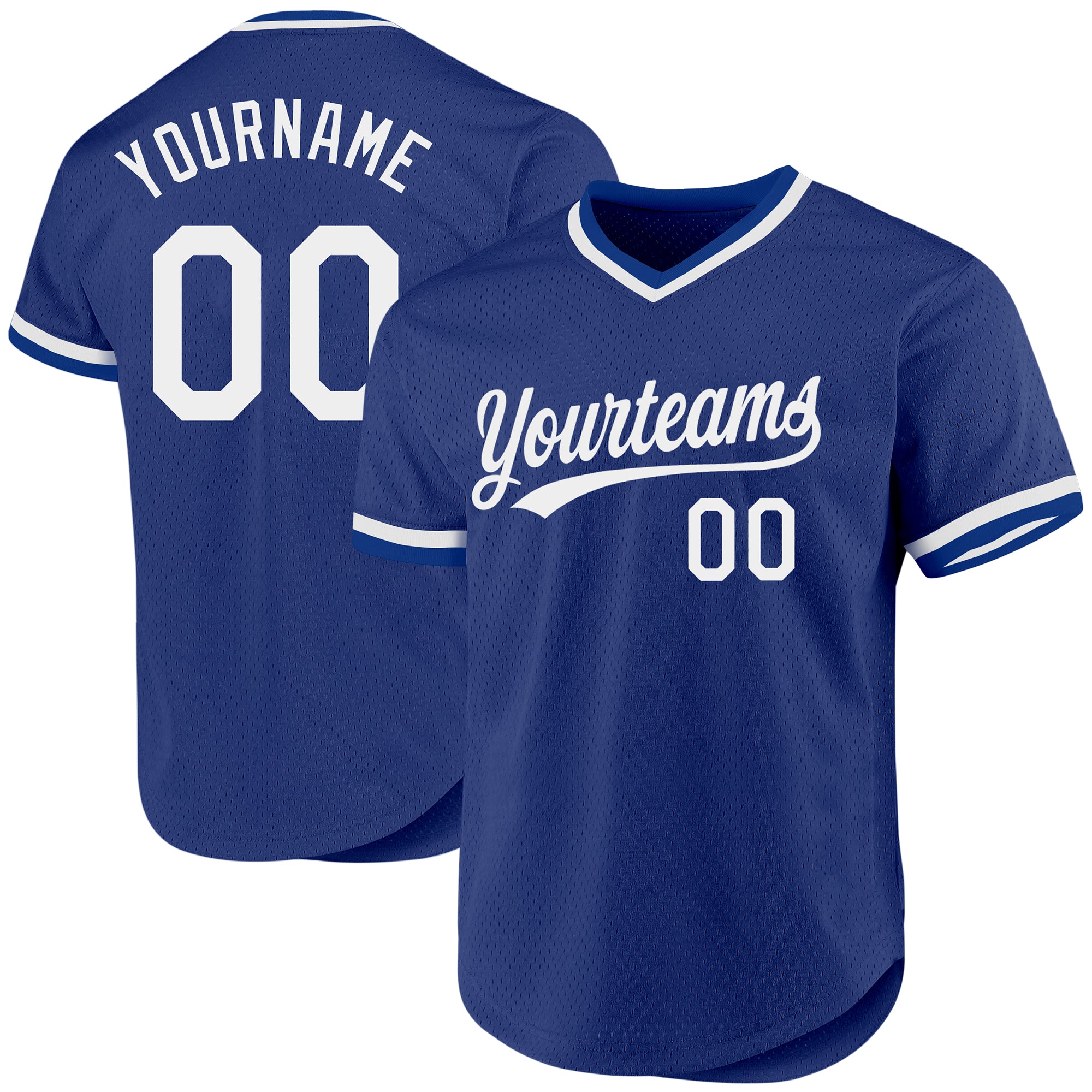 Custom Team Name and Number Baseball Jersey - Personalized Royal White Authentic Throwback Jersey Personalized Royal White