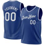 Personalized Authentic Throwback Basketball Jersey - Royal White Design Personalized Royal White Authentic Throwback Basketball
