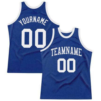 Custom Personalized Basketball Jersey with Name and Number - Royal White Authentic Throwback Style Personalized Royal White