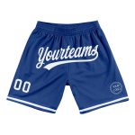 Personalized Royal White Basketball Shorts - Authentic Throwback Style Personalized Royal White Authentic Throwback Basketball