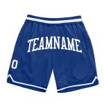 Custom Name & Number Basketball Shorts - Personalized Authentic White Throwback Team Style Personalized Royal White Authentic