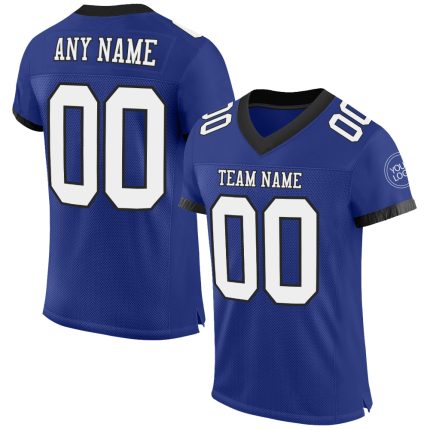Custom Authentic Football Jersey - Personalized Royal White-Black Mesh Team Name & Number Personalized Royal White-Balck