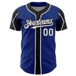 Custom Name Number Baseball Jersey - Personalized Authentic Royal White-Black 3 Colors Arm Shapes Personalized Royal White-Black