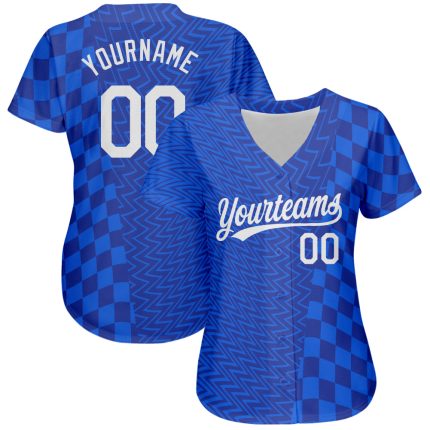 Custom 3D Pattern Baseball Jersey - Personalized Royal White-Black Design with Name and Number Personalized Royal White-Black