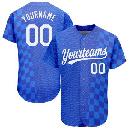 Custom 3D Pattern Baseball Jersey - Personalized Royal White-Black Design with Name and Number Personalized Royal White-Black