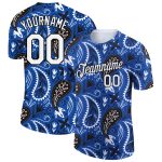 Custom Name Number 3D Floral Design Performance T-Shirt - Personalized Royal White-Black Team Shirt Personalized Royal White-Black