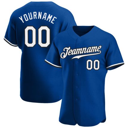 Custom Name and Number Authentic Baseball Jersey - Personalized Royal White-Black Team Jersey Personalized Royal White-Black
