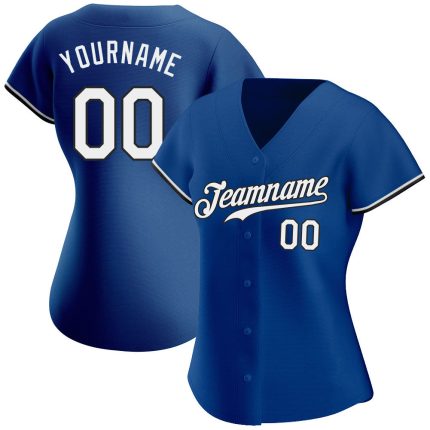Custom Name and Number Authentic Baseball Jersey - Personalized Royal White-Black Team Jersey Personalized Royal White-Black