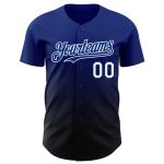 Personalized Authentic Baseball Jersey - Royal White-Black Fade Fashion Design Personalized Royal White-Black Authentic Fade