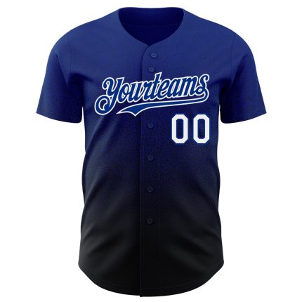 Personalized Authentic Baseball Jersey - Royal White-Black Fade Fashion Design Personalized Royal White-Black Authentic Fade