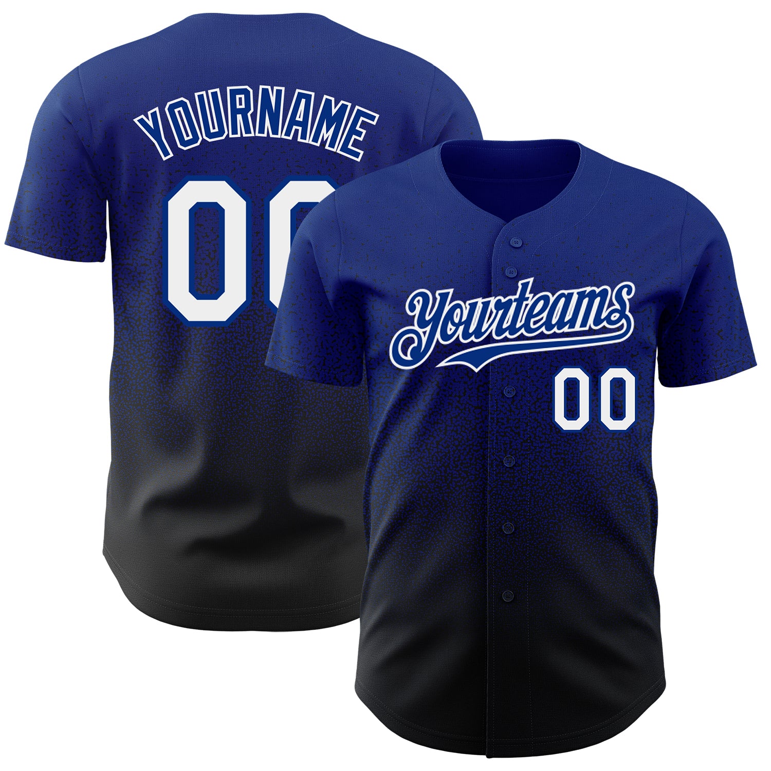 Personalized Authentic Baseball Jersey - Royal White-Black Fade Fashion Design Personalized Royal White-Black Authentic Fade
