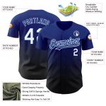 Personalized Authentic Baseball Jersey - Royal White-Black Fade Fashion Design Personalized Royal White-Black Authentic Fade