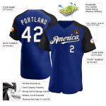 Custom Name and Number Baseball Jersey - Personalized Authentic White-Black Raglan Sleeves Personalized Royal White-Black