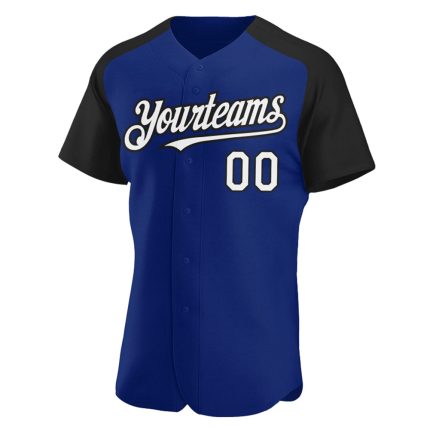 Custom Name and Number Baseball Jersey - Personalized Authentic White-Black Raglan Sleeves Personalized Royal White-Black