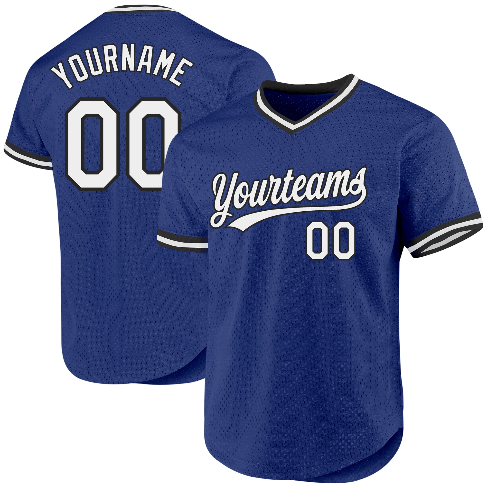 Custom Authentic Throwback Baseball Jersey - Personalized Royal Black Team Name & Number Personalized Royal White-Black Authentic