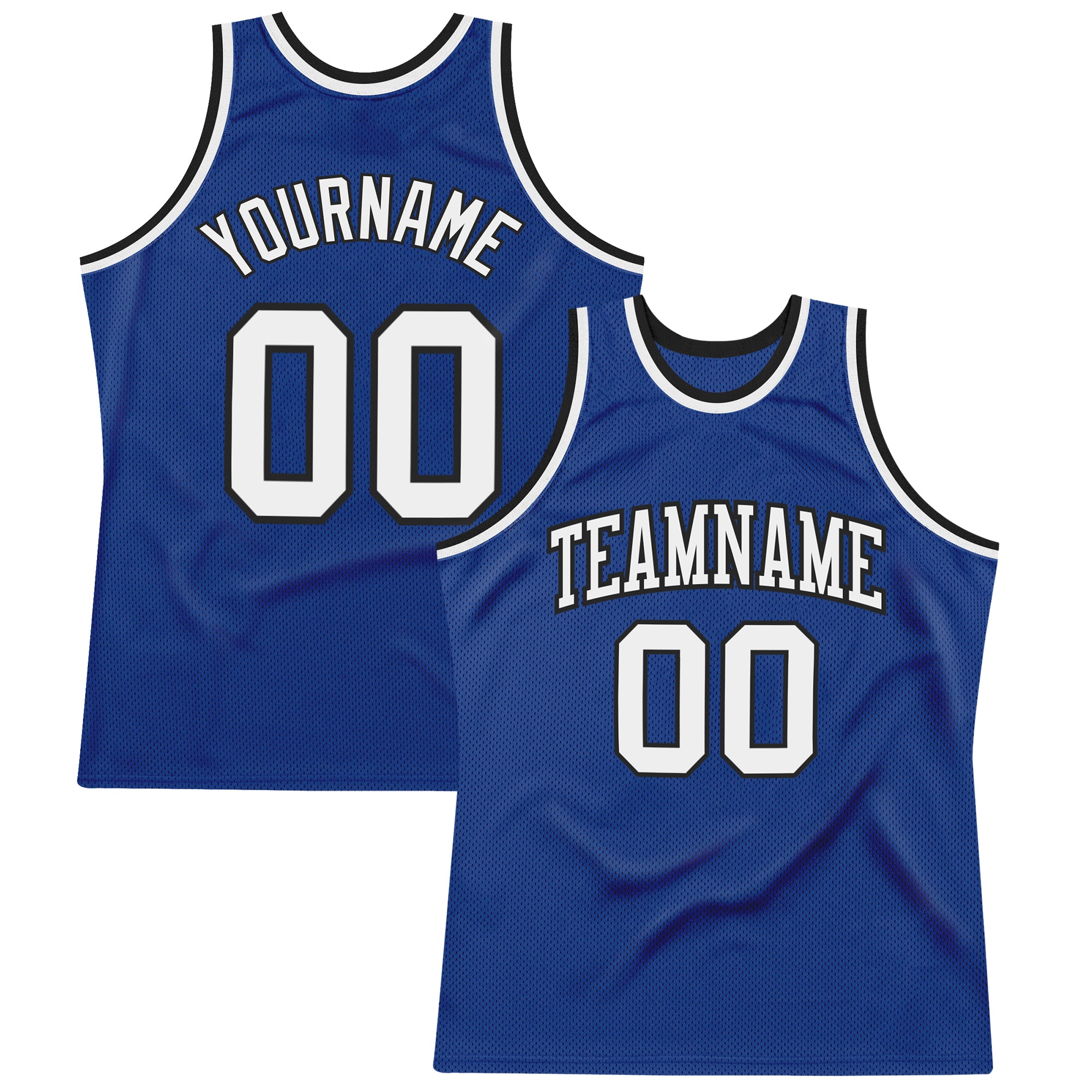 Personalized Black-White Throwback Basketball Jersey - Authentic Style Personalized Royal White-Black Authentic Throwback