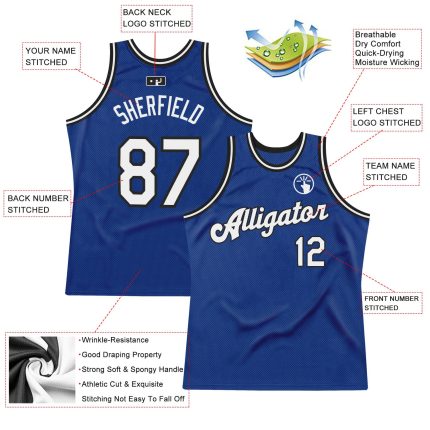 Custom Name and Number Authentic Throwback Basketball Jersey - Personalized Royal White-Black Team Jersey Personalized Royal