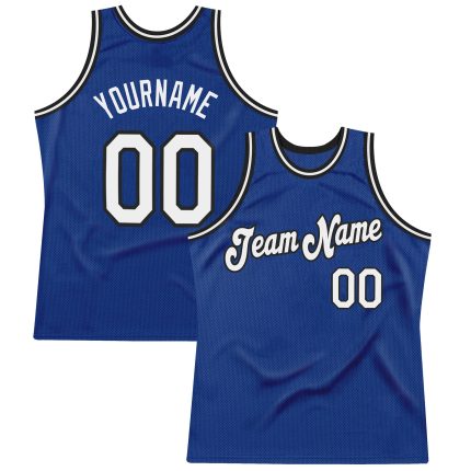 Custom Name and Number Authentic Throwback Basketball Jersey - Personalized Royal White-Black Team Jersey Personalized Royal