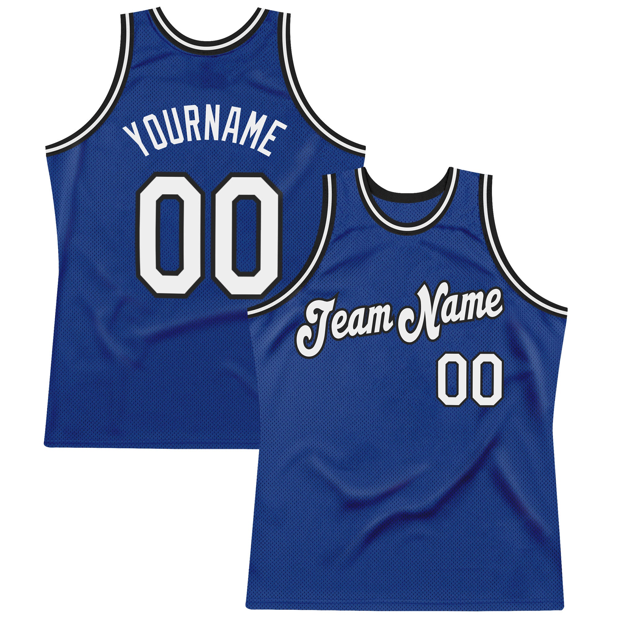 Custom Name and Number Authentic Throwback Basketball Jersey - Personalized Royal White-Black Team Jersey Personalized Royal