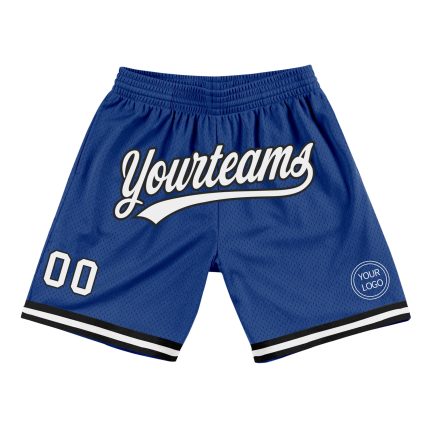 Custom Authentic Basketball Shorts Royal White-Black Throwback Style Personalized Royal White-Black Authentic Throwback Basketball
