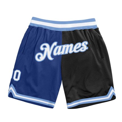 Custom Name and Number Authentic Basketball Shorts - Personalized Royal Black Throwback Split Design Personalized Royal White-Black