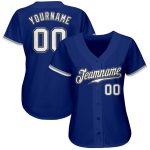 Custom Authentic Baseball Jersey - Personalized Royal White Black-Gray Name & Number Personalized Royal White Black-Gray