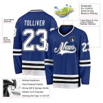 Custom Name and Number Personalized Hockey Jersey - Royal White-Black Team Jersey Personalized Royal White-Black Hockey Jersey