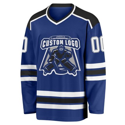 Personalized Black and White Hockey Jersey for Men and Women - Custom Royal Jersey Personalized Royal White-Black Hockey