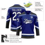 Custom Name Number Personalized Royal Black White Hockey Jersey Lace Neck Personalized Royal White-Black Hockey Lace Neck
