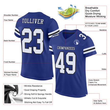 Custom Authentic Football Jersey - Personalized Royal White & Black Mesh Personalized Royal White-Black Mesh Authentic Football