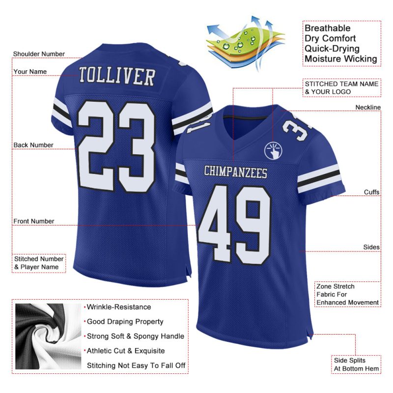 Custom Authentic Football Jersey - Personalized Royal White & Black Mesh Personalized Royal White-Black Mesh Authentic Football
