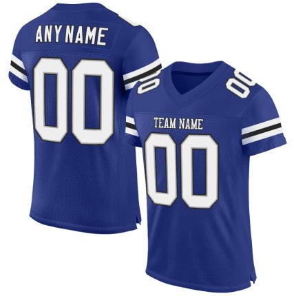 Custom Name & Number Authentic Football Jersey - Personalized Royal White-Black Mesh Personalized Royal White-Black Mesh
