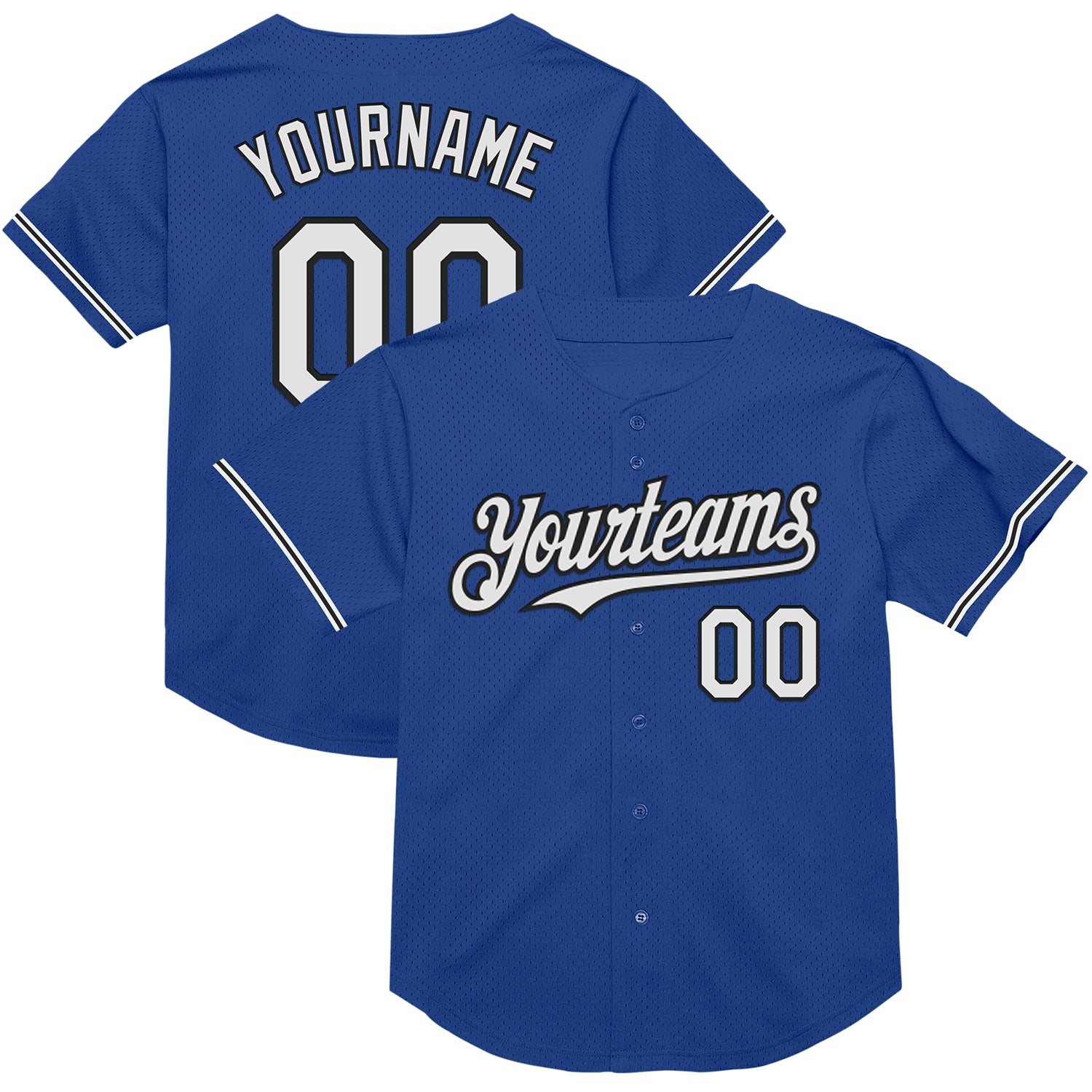 Custom Name and Number Baseball Jersey - Authentic Throwback Design, Royal White-Black Mesh, Personalized Team Gear Personalized