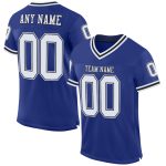 Custom Name and Number Personalized Authentic Football Jersey - Royal White-Black Mesh Throwback Design Personalized Royal