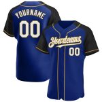 Custom Name Number Baseball Jersey Authentic Raglan Sleeves Royal White Black Old Gold Personalized Team Apparel Personalized