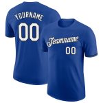 Custom Team T-Shirt with Name and Number - Personalized Royal White-Black Performance Shirt Personalized Royal White-Black