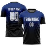 Custom Soccer Jersey Uniform with Personalized Name and Number - Royal White-Black Sublimation Fade Fashion Design Personalized
