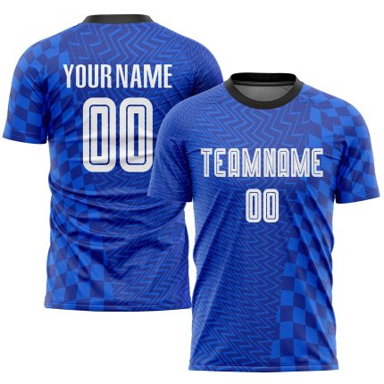 Custom Name Number Sublimation Soccer Jersey - Personalized Royal White-Black Team Uniform Personalized Royal White-Black